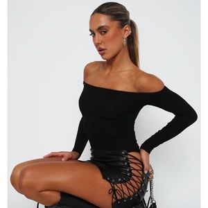 Long sleeve off the shoulder bodysuit